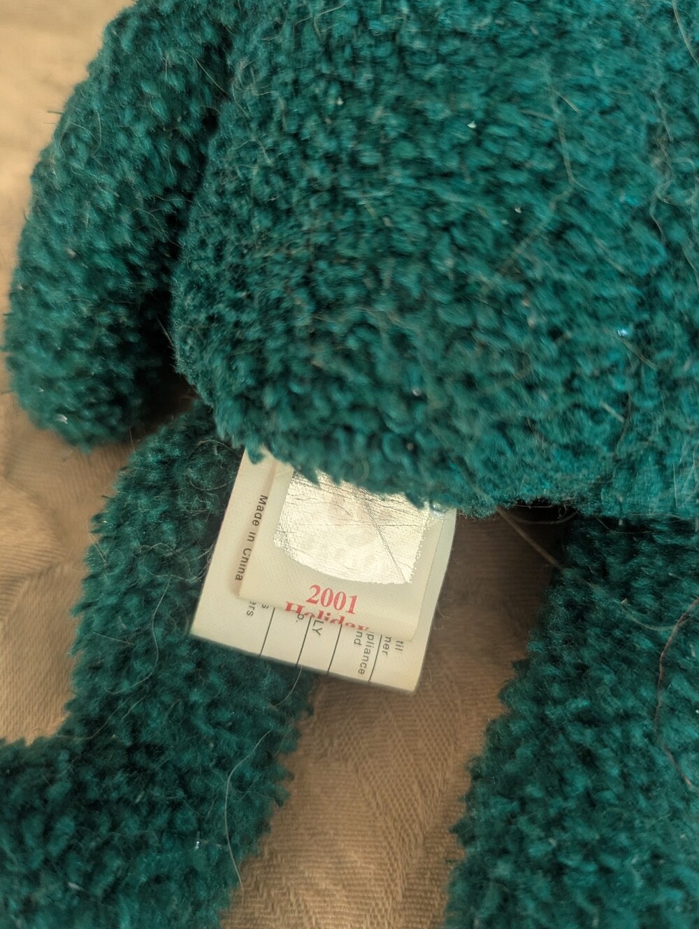 Ty Beanie Baby 2001 Holiday Teddy - Green Sparkle Christmas Bear Retired - Picture 8 of 9
